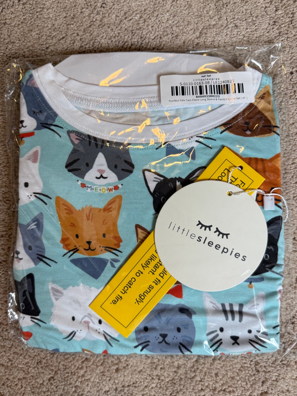 Little Sleepies Purrfect Pals Long Sleeve Set 3T NIB